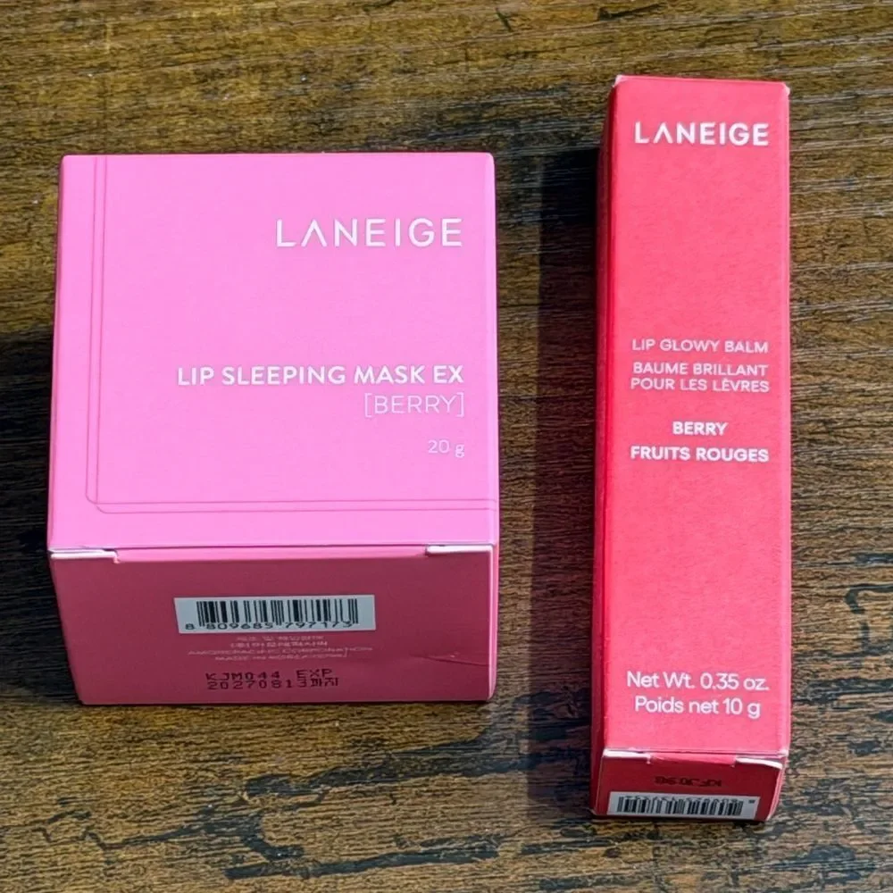Laneige Berry Lip Sleeping Mask 20g + Lip Glowy Balm + Water Bank Mini NEW w/box